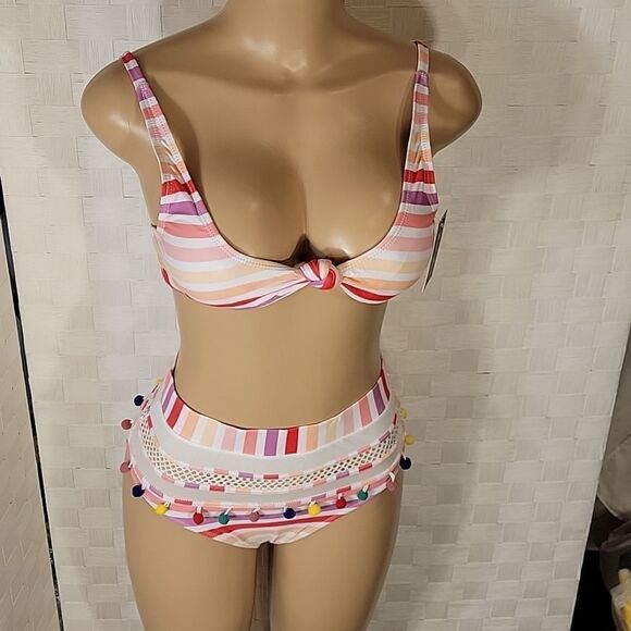 BRAND NEW ROSA SECRET  TWO PIECE HIGH WAIST BIKINI SET SPRINT TASSEL SWIMSUITS - Picture 12 of 14